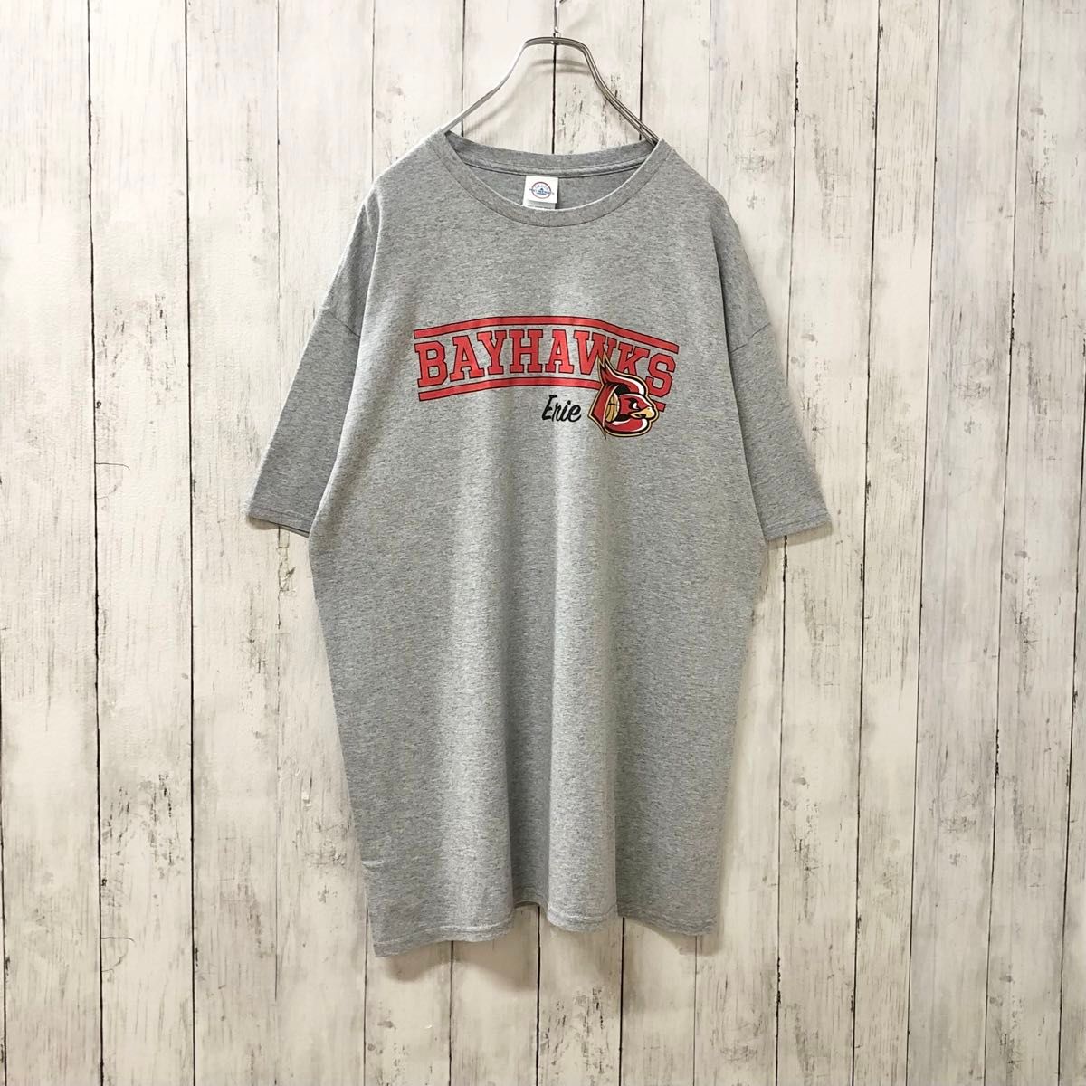 デルタ US アメリカ古着 BAY HAWKS チーム 両面プリント 半袖Tシャツ XL