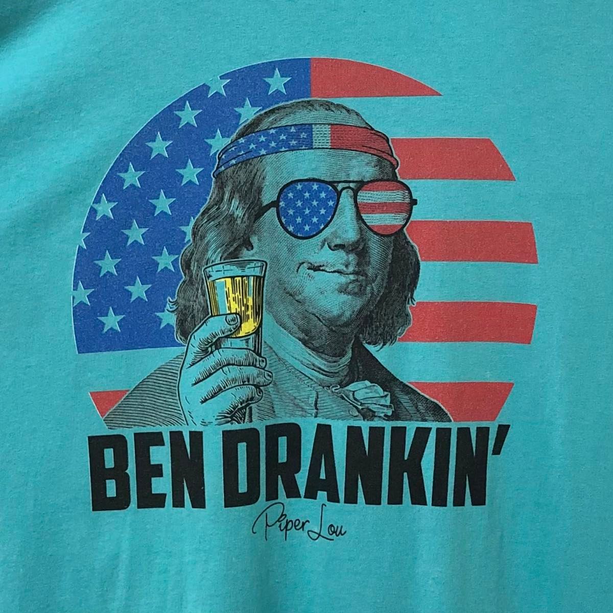 US アメリカ古着 ベンジャミン・フランクリン 人物系 プリント 半袖Tシャツ XL