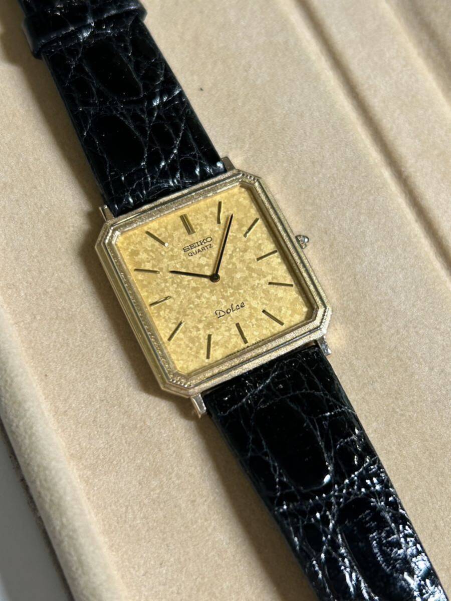 美品 動作済 SEIKO セイコー レディース腕時計 クオーツ ドルチェ 6730-5160 10K/SS 2針 ゴールド文字盤 電池交換済の画像1