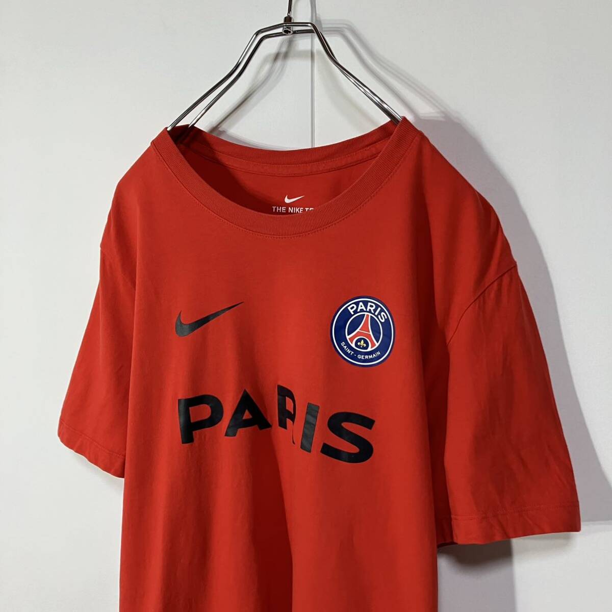 NIKE ナイキ PSG パリサンジェルマン プリント クルーネック 半袖 Tシャツ 古着 レッド XLの画像6