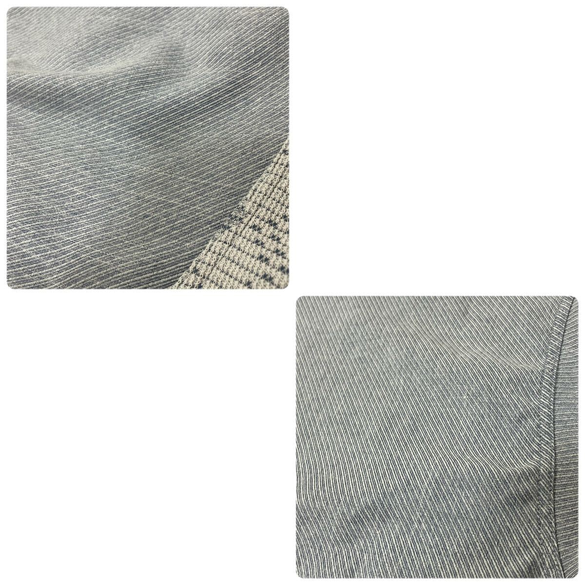古着 切替 アーガイル ジャガード デザイン 刺繍 ポケット 半袖 ポロシャツ ブルーグレー ホワイト Lの画像10