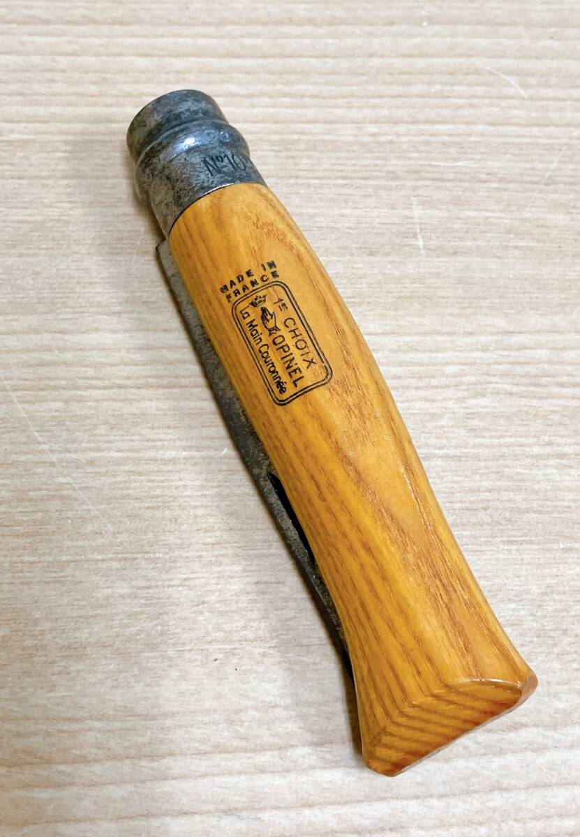 【OPINEL MADE IN FRANCE La Main Couronnee NO.10 VIROBLOC BREVETE オピネル 折りたたみ ナイフ】 刃物/キャンプ/アウトドア/K64-081の画像7