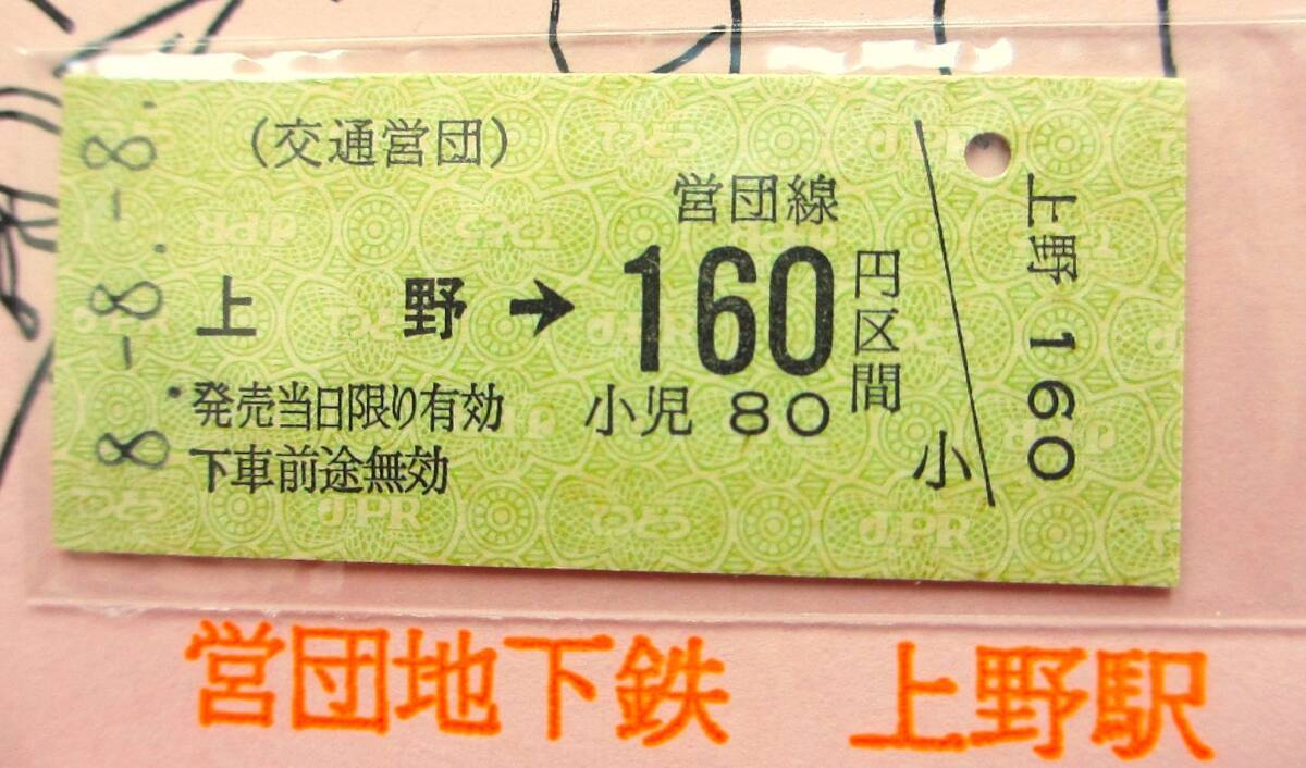■平成8年8月8日 営団地下鉄 888記念 上野駅 硬券 乗車券4枚セット■ks63の画像3