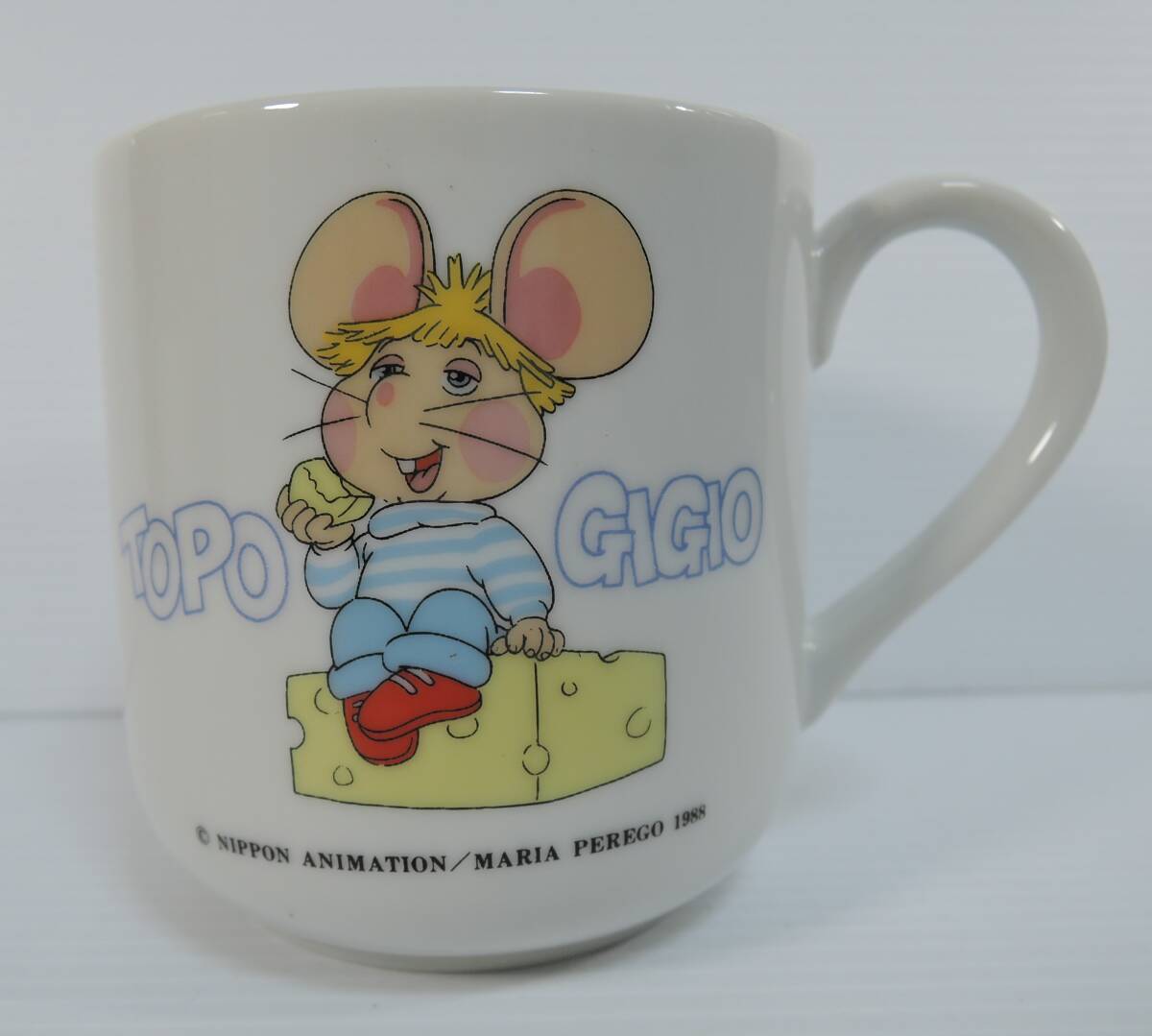 *01S Showa Retro # Topo Gigio mug ceramics made #MARIA PEREGO 1988/ Japan animation /TOPO GIGIO