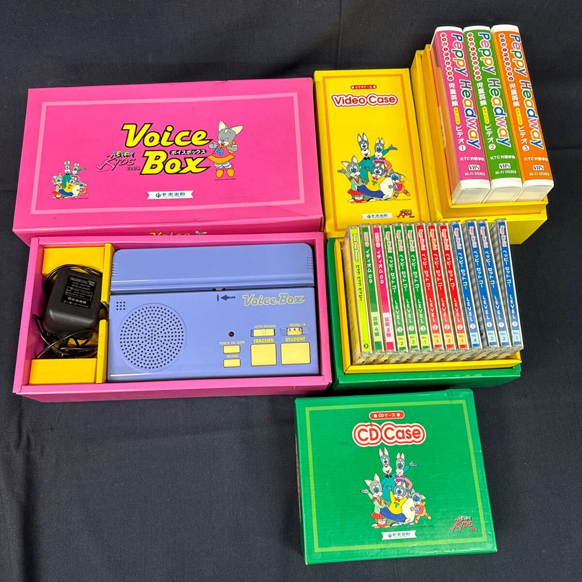 ◆中古 peppy kids/ペッピーキッズ CD VHS ビデオテープ ボイスボックス VoiceBox 子供 英語 教材 中央出版 158-68_画像1