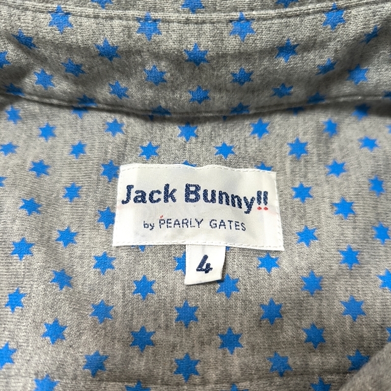 ジャックバニー　パーリーゲイツ ゴルフ　Jack Bunny PEARLYGATES GOLF　メンズ　半袖ポロシャツ　星柄デザイン サイズ4 グレー スポーツ_画像7