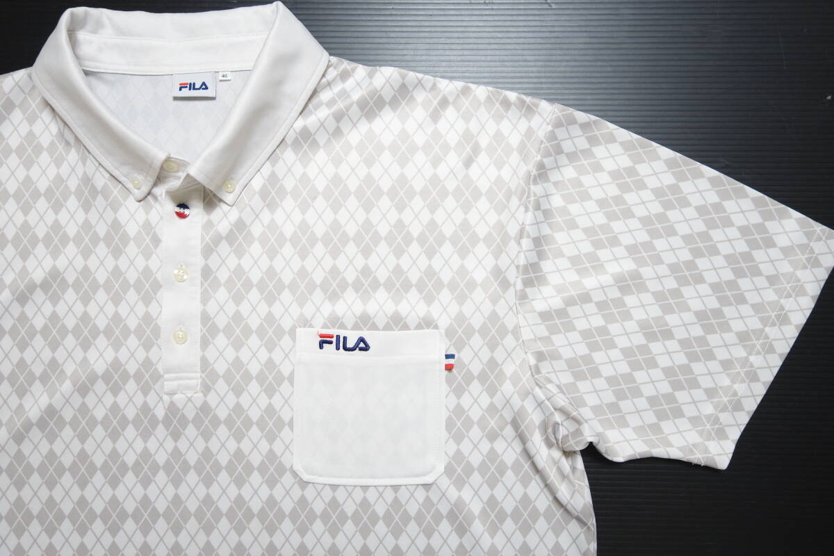 893■大きいサイズ FILA GOLF ゴルフ アーガイルチェック半袖ボタンダウンシャツ/4L 【送料300円】の画像1