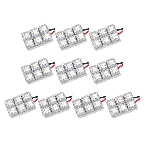 10個セット●● 12V FLUX6連 2×3 LED 基板 端子形状T10×31mm ルームランプ ホワイト_画像2