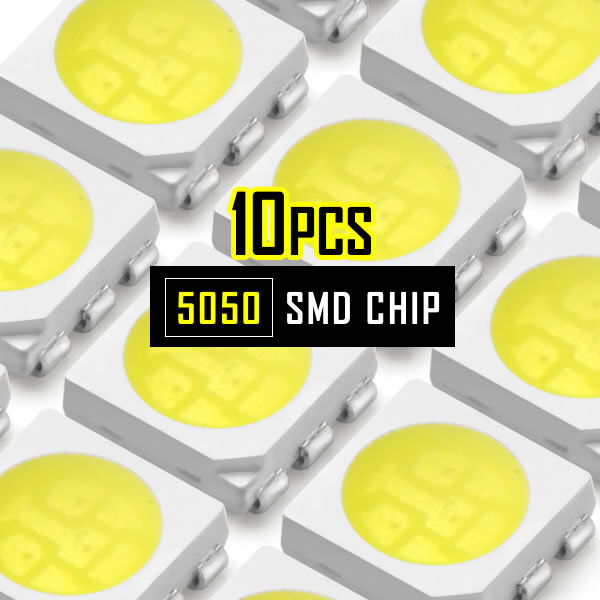 LEDチップ SMD 5050 ホワイト 白発光 10個 打ち替え 打ち換え DIY 自作 エアコンパネル メーターパネル スイッチ_画像1