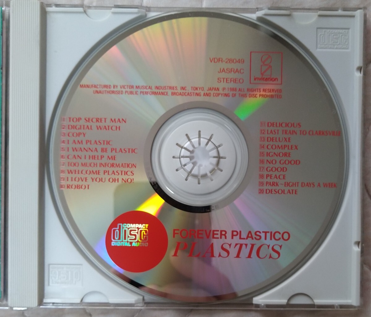 プラスチックス フォーエバー・プラスティコ 旧規格帯付国内盤中古CD PLASTICS FOREVER PLASTICO 中西俊夫 立花ハジメ 佐久間正英 VDR28049_画像3