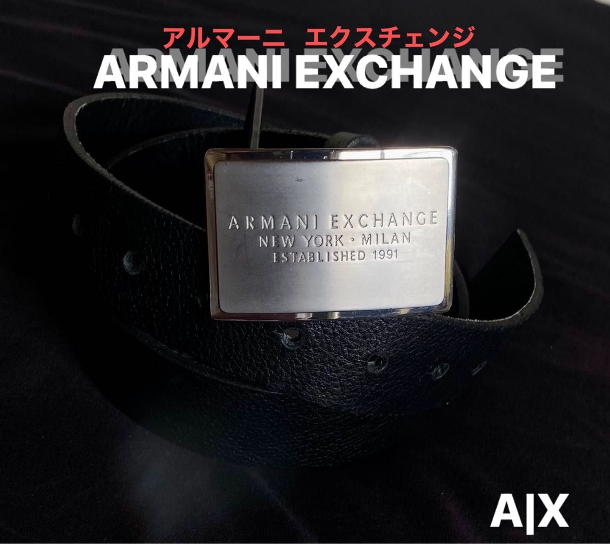 ARMANI EXCHANGE/アルマーニ エクスチェンジ            スクエアバックル 本革ベルト 正規USED品  