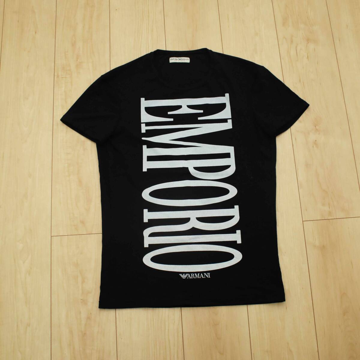 美品 EMPORIO ARMANI エンポリオアルマーニ スイムウェア ブラック Tシャツ ラッシュガード Ｍ相当 メンズ ストレッチ_画像1