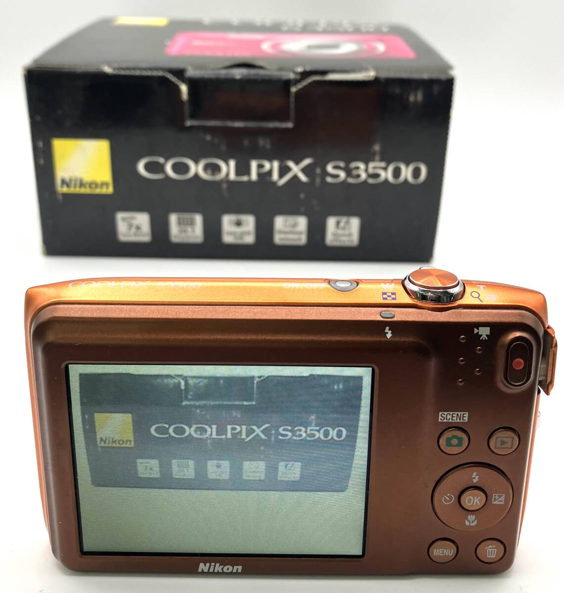 【7422】Nikon コンパクトデジタルカメラ COOLPIX S3500 オレンジ ACアダプター ソフトウェアCDROM SDカード 箱付き 動作,フラッシュ確認済の画像6