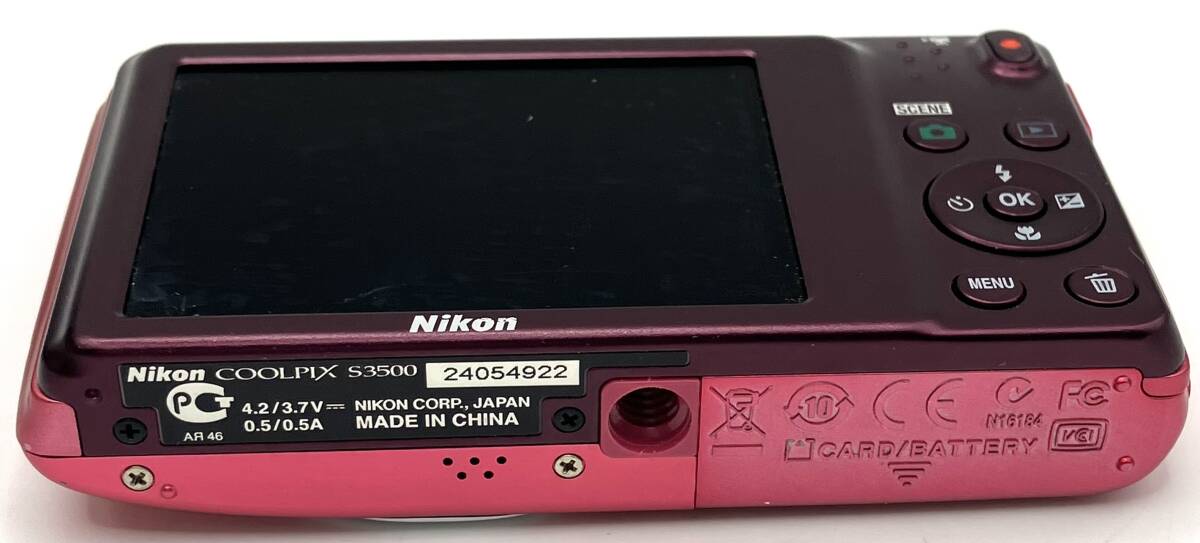 【7423】Nikon コンパクトデジタルカメラ COOLPIX S3500 ピンク ACアダプター ソフトウェアCDROM SDカード 箱付き 動作・フラッシュ確認済の画像4