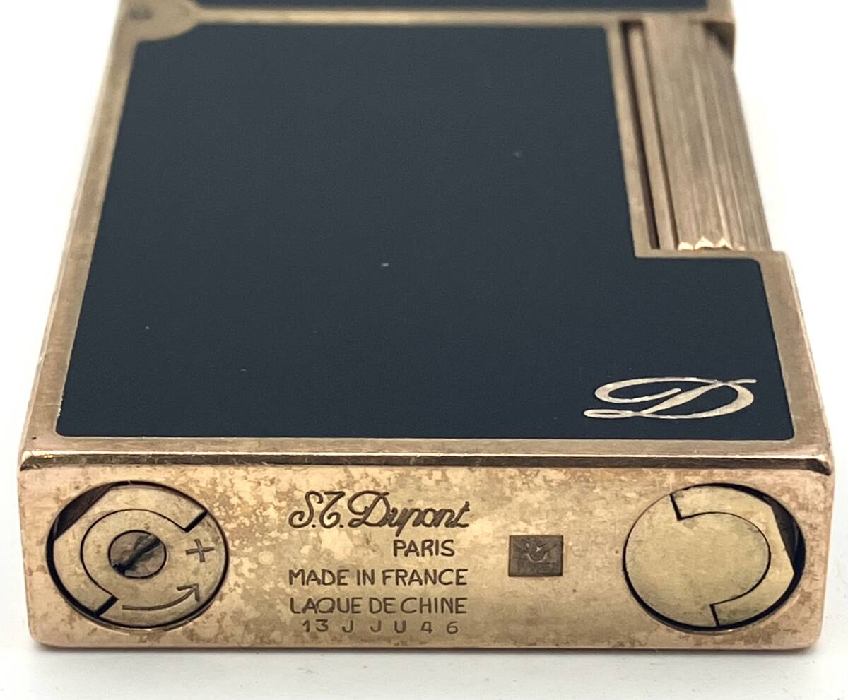 【7463】S.T.Dupont デュポン ガスライター ラインD ブラックカラー ゴールドカラー 火花確認済 喫煙グッズ 喫煙具の画像6