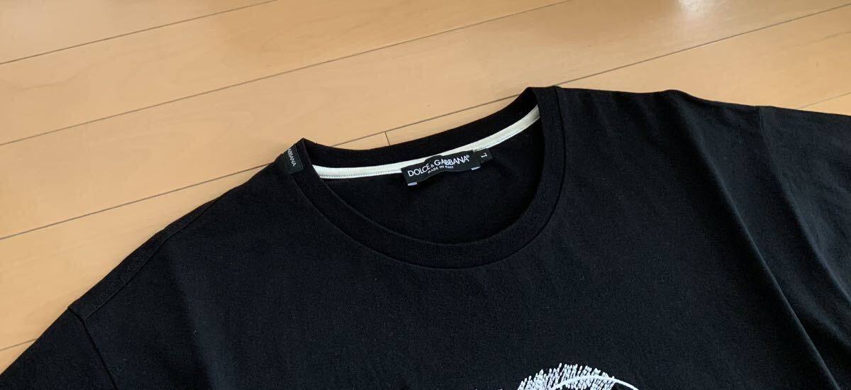 ドルチェ&ガッバーナ DG 黒 EMBROIDERY フロントDGロゴ デザイン ジャージーコットン クルーネック Tシャツ 綺麗の画像3