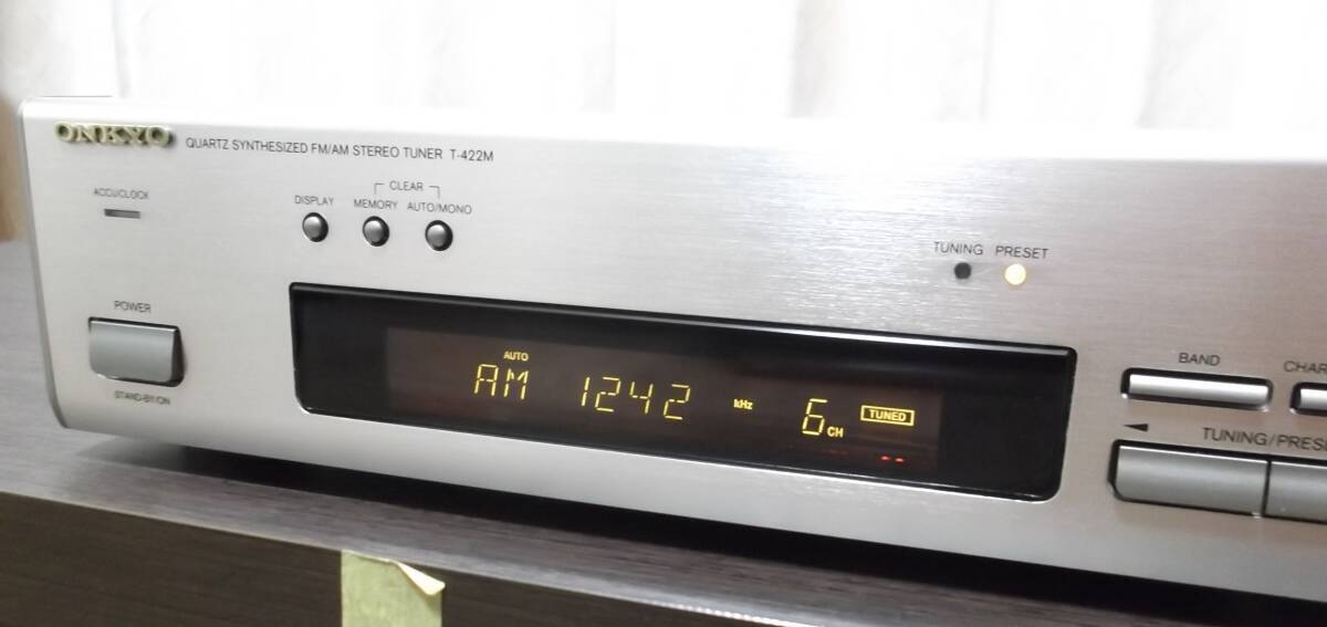 ONKYO／クォーツ シンセサイザー AM/FMチューナー【 T-422M 】ワイドFM対応／周波数ズレなし・完動品／INTEC275シリーズ／オンキョーの画像4