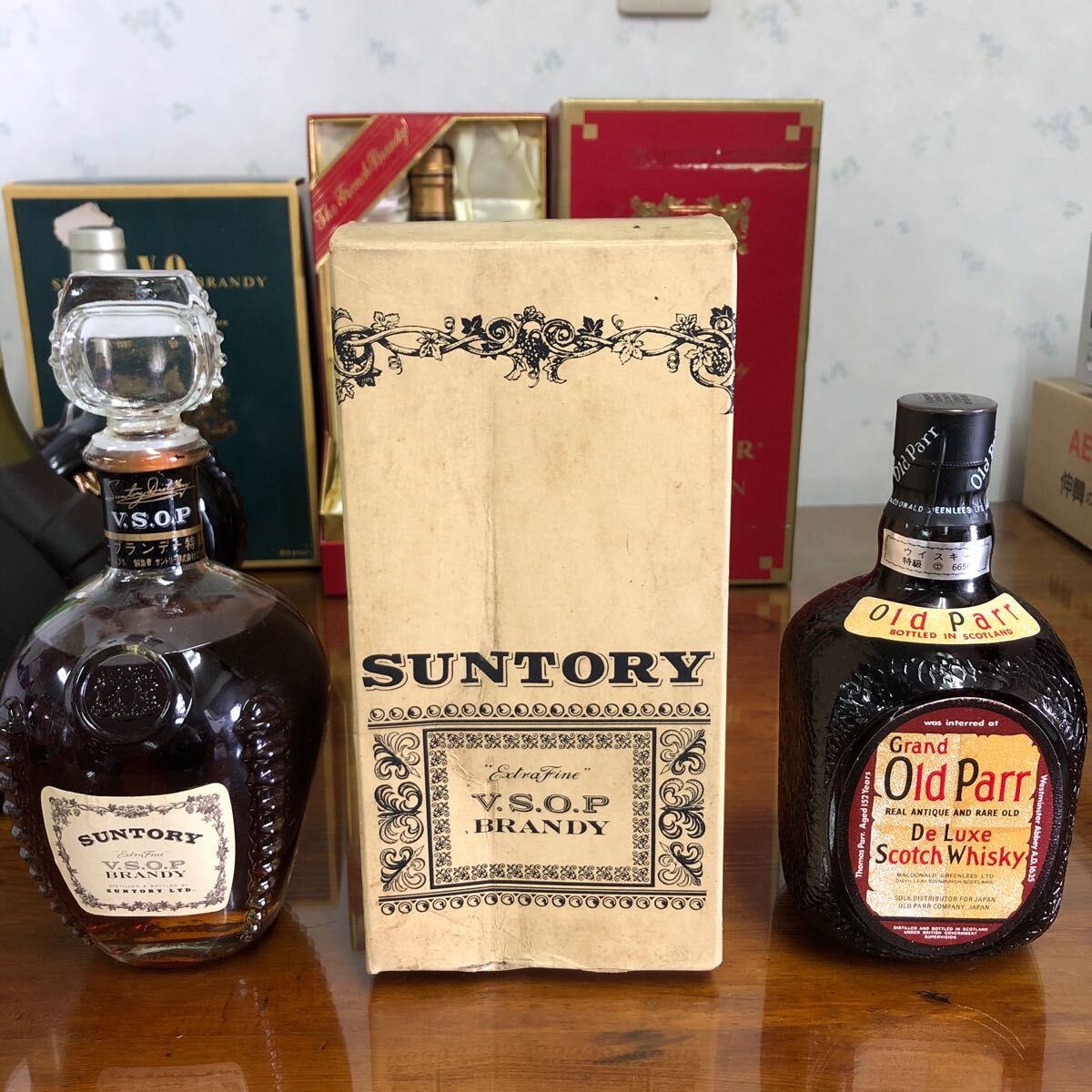 33F4196古酒 まとめお酒 6本ナポレオン Samalensサントリー ／コニャックブランデー オールドパー SUNTORY VSOP の画像4