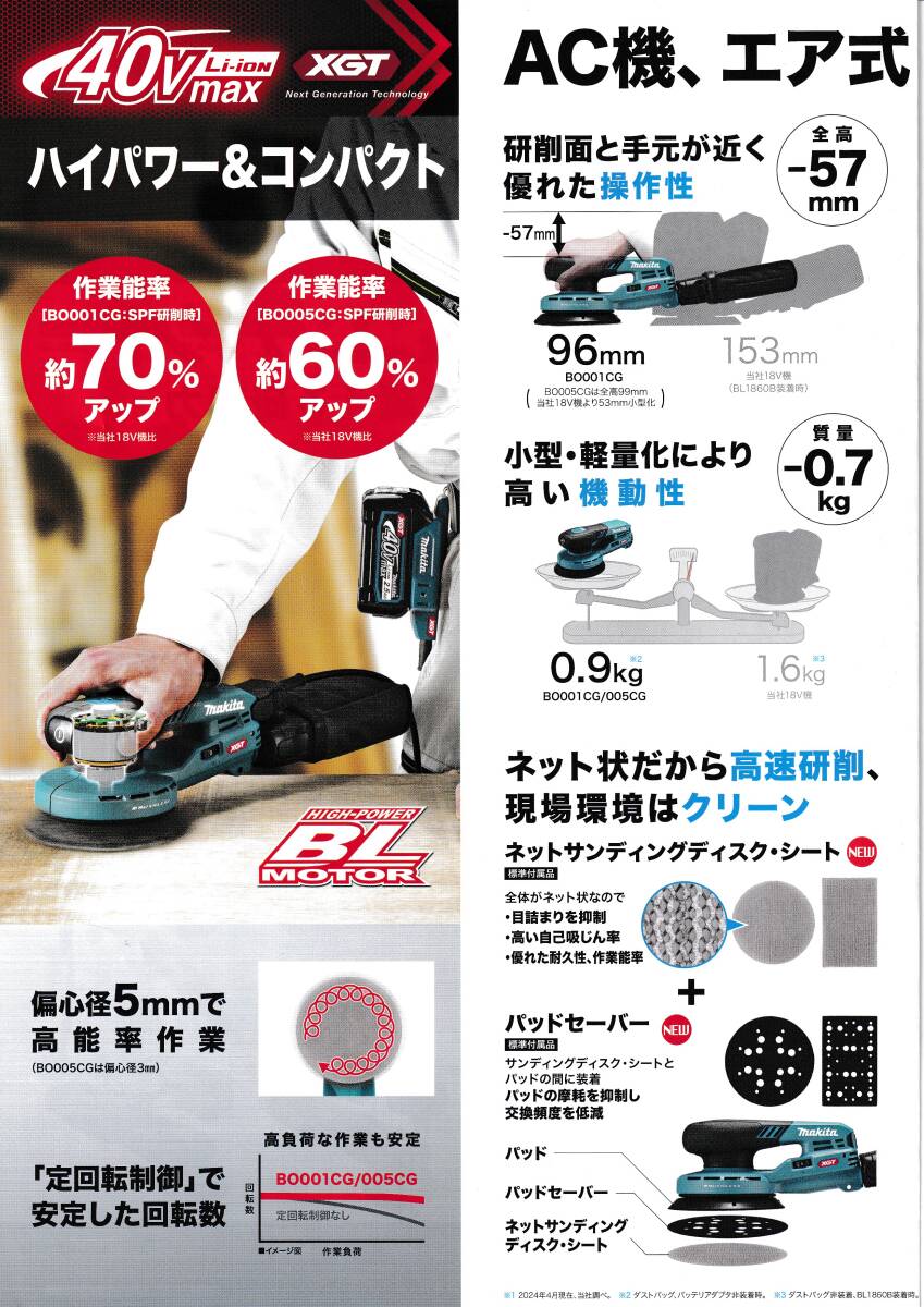 [ Hokkaido * Okinawa * remote island exclusion postage included ] Makita BO001CGZ 40v rechargeable Random o- bit sun da+ battery adapter 1.6m[ tax included / new goods / prompt decision ]