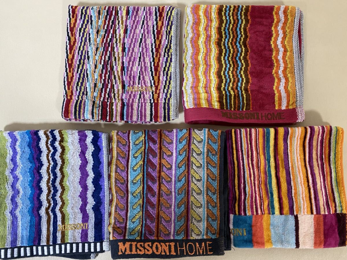 １円～MISSONI/ミッソーニ【新品】ハンドタオルハンカチ5枚組_画像1