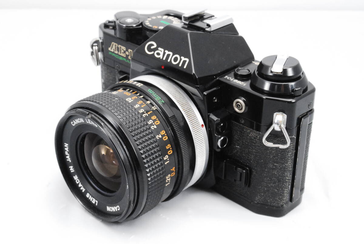 【意外と綺麗・シャッター鳴き無し】★キャノン・モルト新品★ Canon AE-1 PROGRAM Black #0629 + CANON LENS FD 28㎜ f/2.8 S.C. #0434の画像2