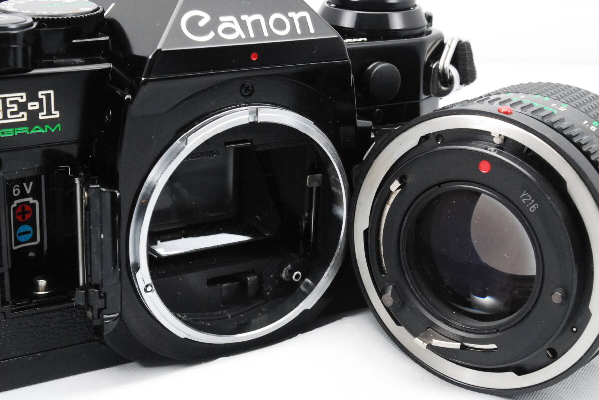 【シャッター鳴き無し】★キャノン・モルト新品交換済★ Canon AE-1 PROGRAM Black #0698 + CANON LENS NEW FD 50㎜ f/1.4 #0699