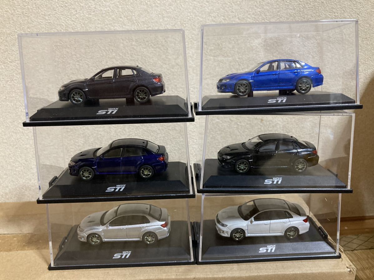 即決 1/64 スバル ディーラー特注 インプレッサ セダン wrx sti GVB 全6色 6台セット カラーサンプル用 ディスプレイモデル SUBARU impreza