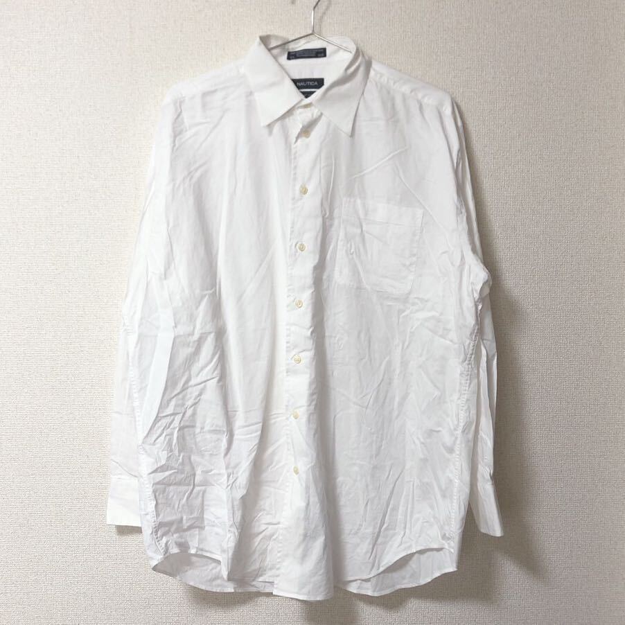 ノーティカ　長袖シャツ　ドレスシャツ　白　ホワイト　メンズ　16サイズ　Lサイズ_画像1