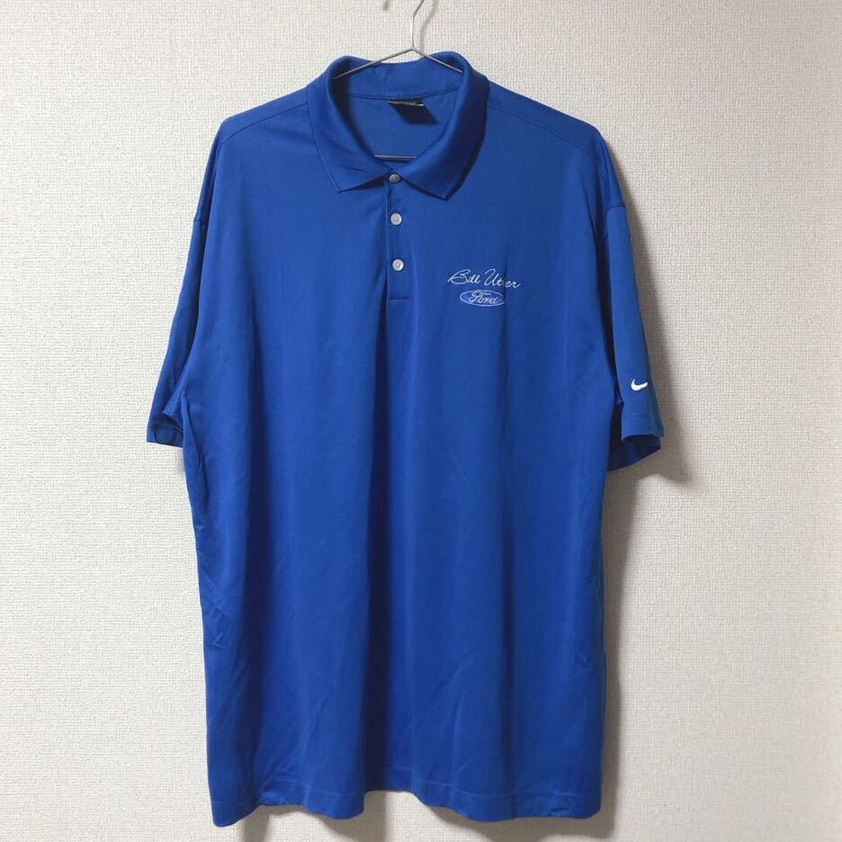 NIKE ナイキゴルフ 半袖ポロシャツ ゴルフウェア ブルー メンズ XXLサイズ 3Lサイズ ドライフィットの画像1