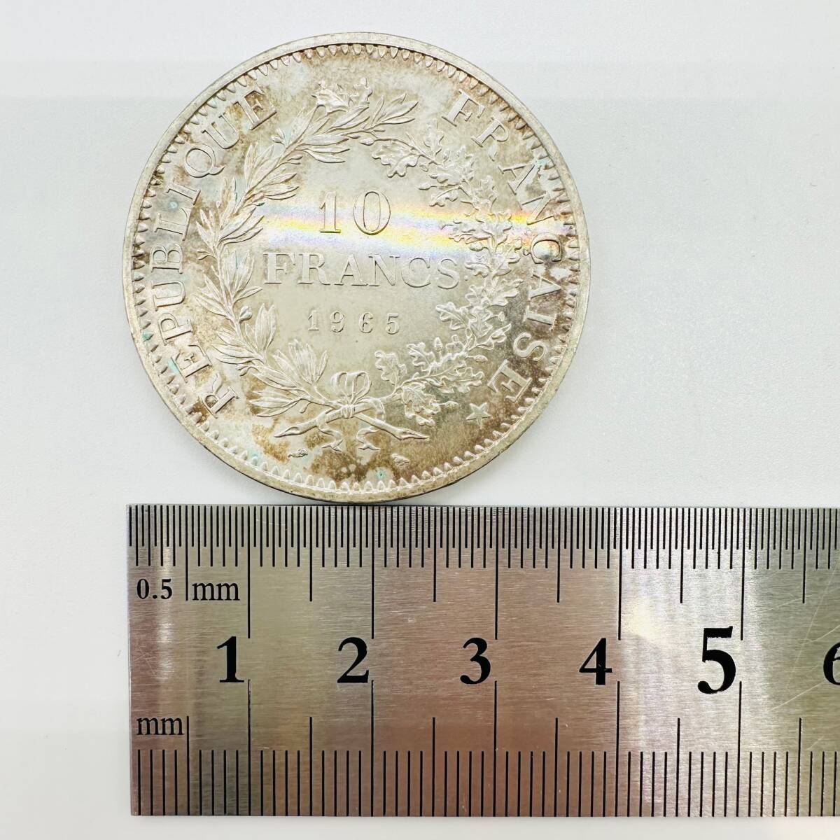 10FRANCS 1965 フランス 外国銀貨 25ｇ LIBERTE EGALITE FRATERNITE 保管品 変色有り 貨幣 古銭 ヨーロッパ アンティーク コイン 3598の画像8