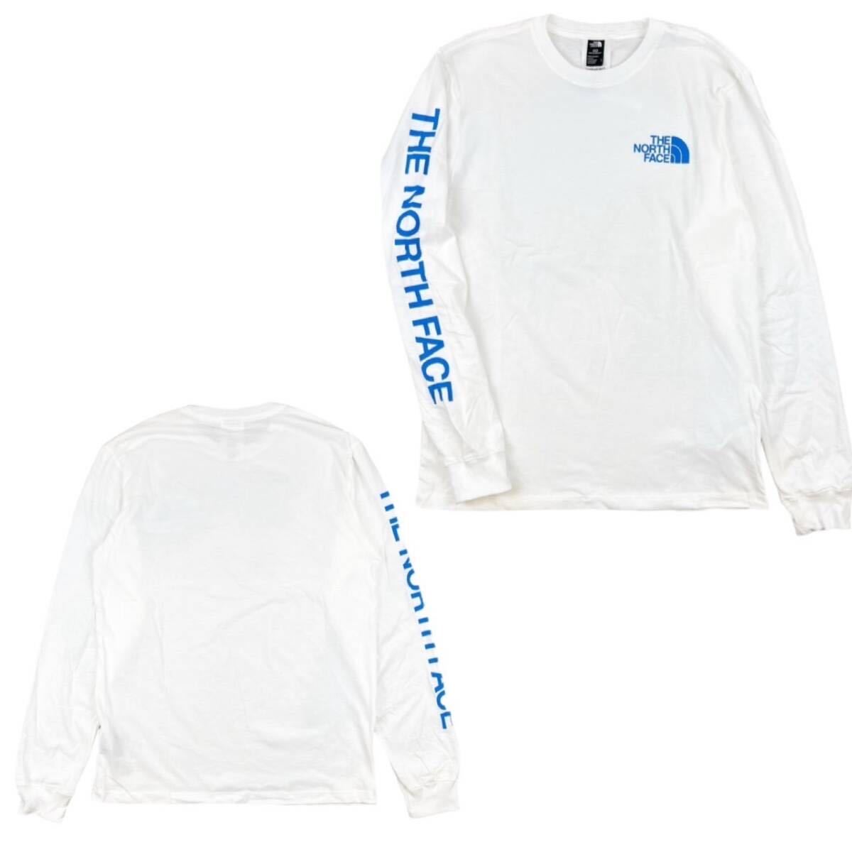 ザ ノースフェイス ロンT 長袖 Tシャツ NF0A811P ホワイト×ブルー Sサイズ スリーブヒット 袖ロゴ THE NORTH FACE L/S SLEEVE HIT 新品