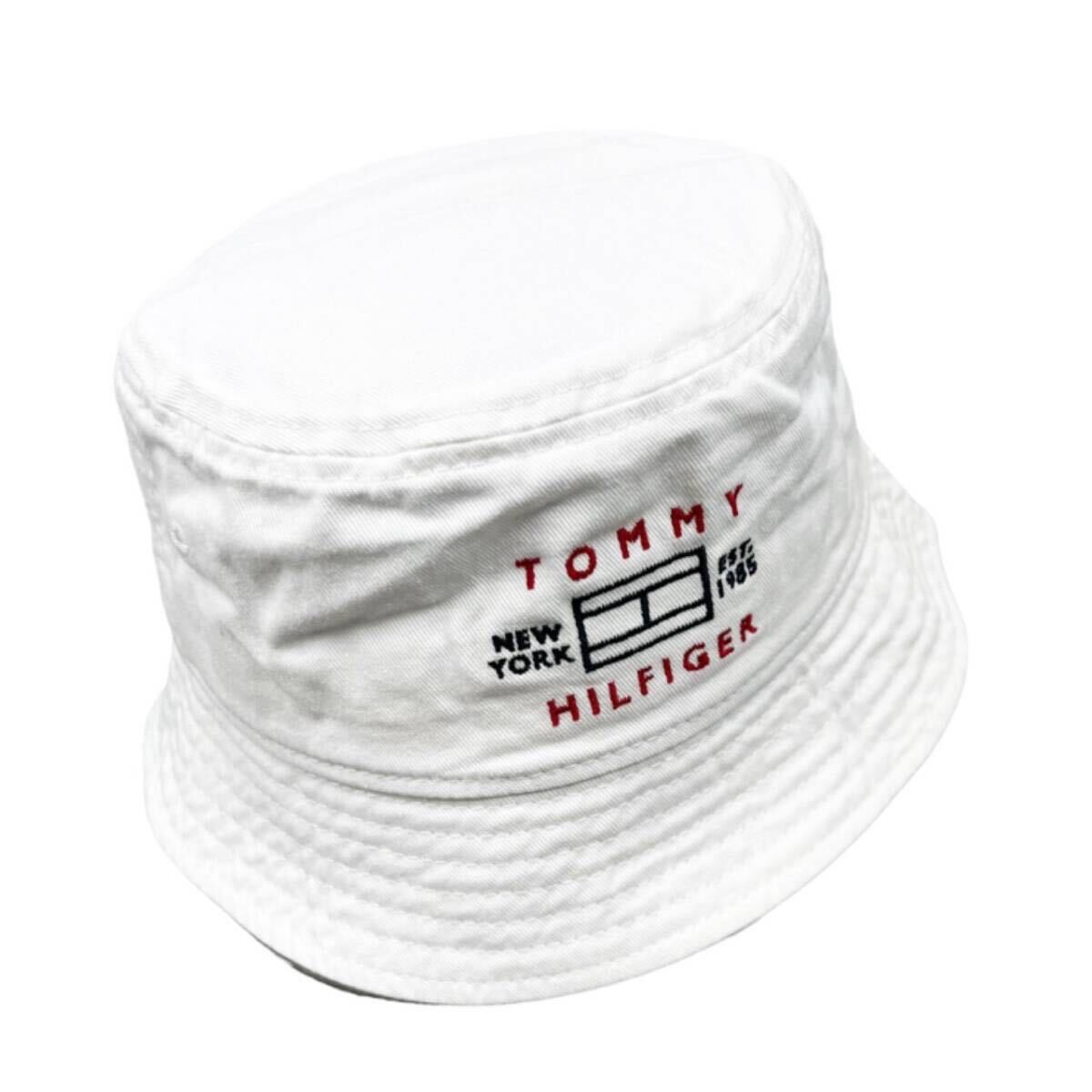 トミーヒルフィガー 帽子 バケットハット 69J9658 コットン素材 刺繍ロゴ ホワイト ワンサイズ TOMMY HILFIGER MENS JEFF BUCKET HAT 新品の画像2