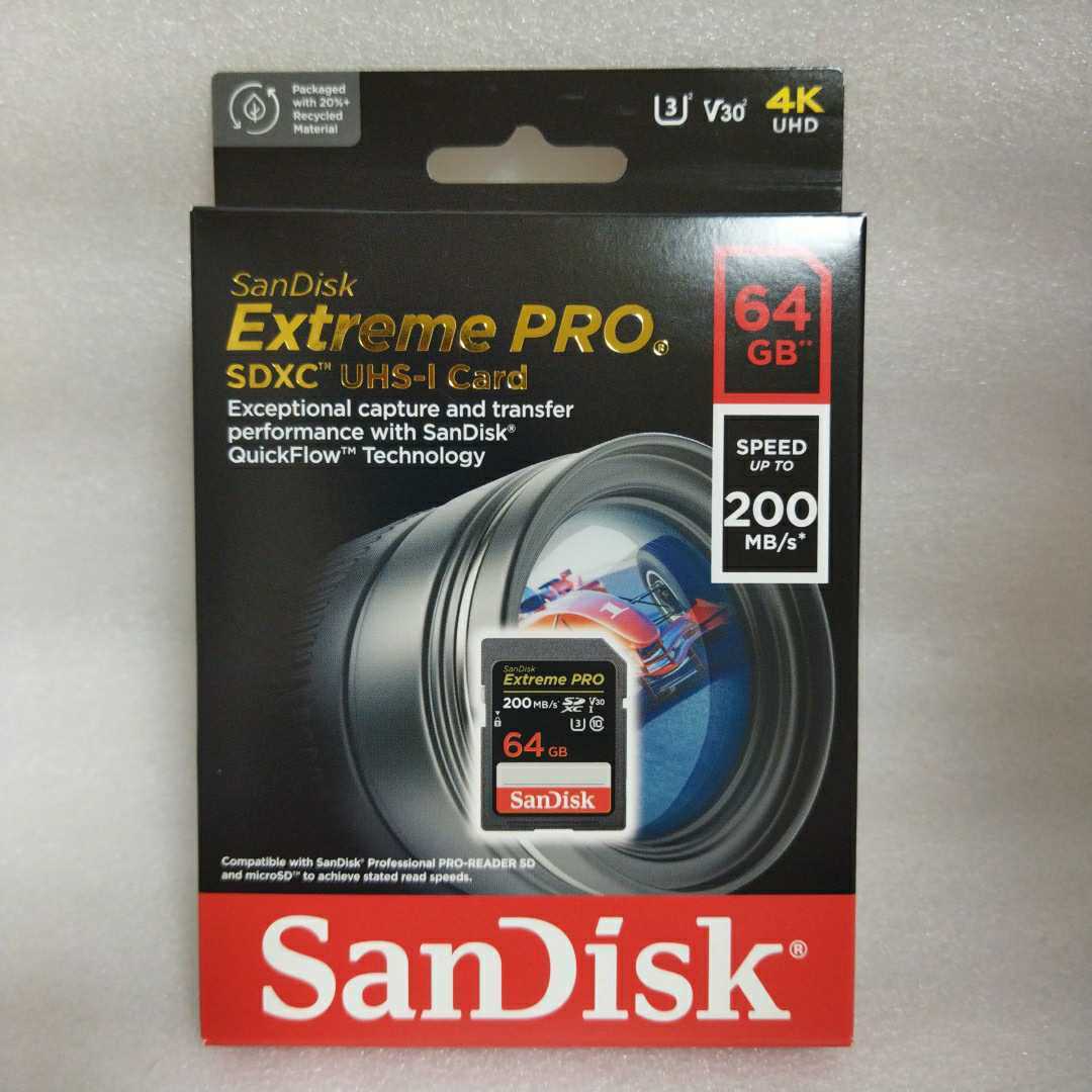 【未開封新品】 200MB/S SanDisk SDXC 64GB Extreme Pro 4K動画対応 SDカード サンディスクの画像1
