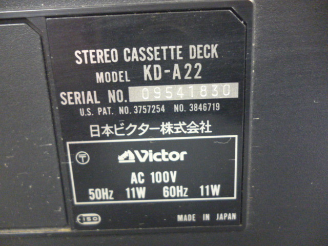 890233 victor ビクター KD-A22 ステレオカセットデッキの画像5