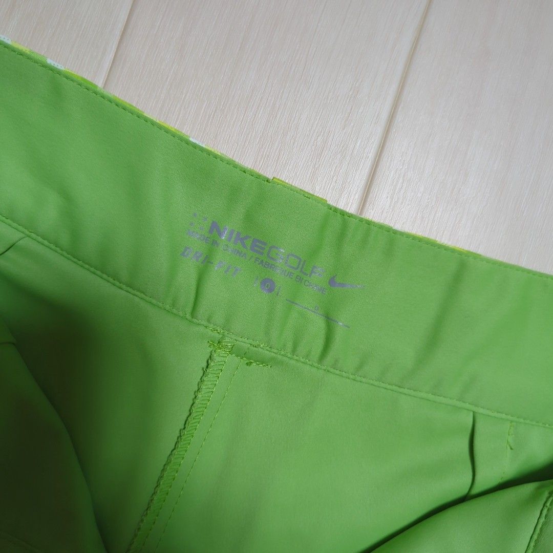 NIKEGOLF　ナイキゴルフ　レディース　ゴルフウェア　スカート　 総柄　 チェック柄　インナー付き　春色　黄緑　0　Ｓ相当