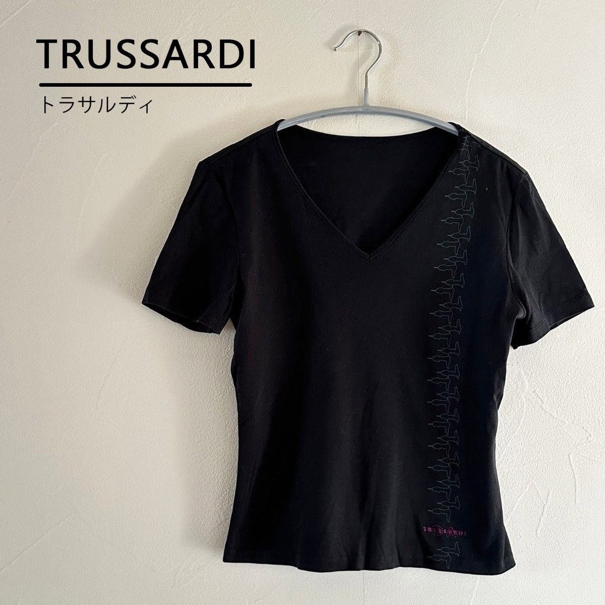 レディース 半袖Tシャツ TRUSSARDI トラサルディ Sサイズ 綿100 ブラック
