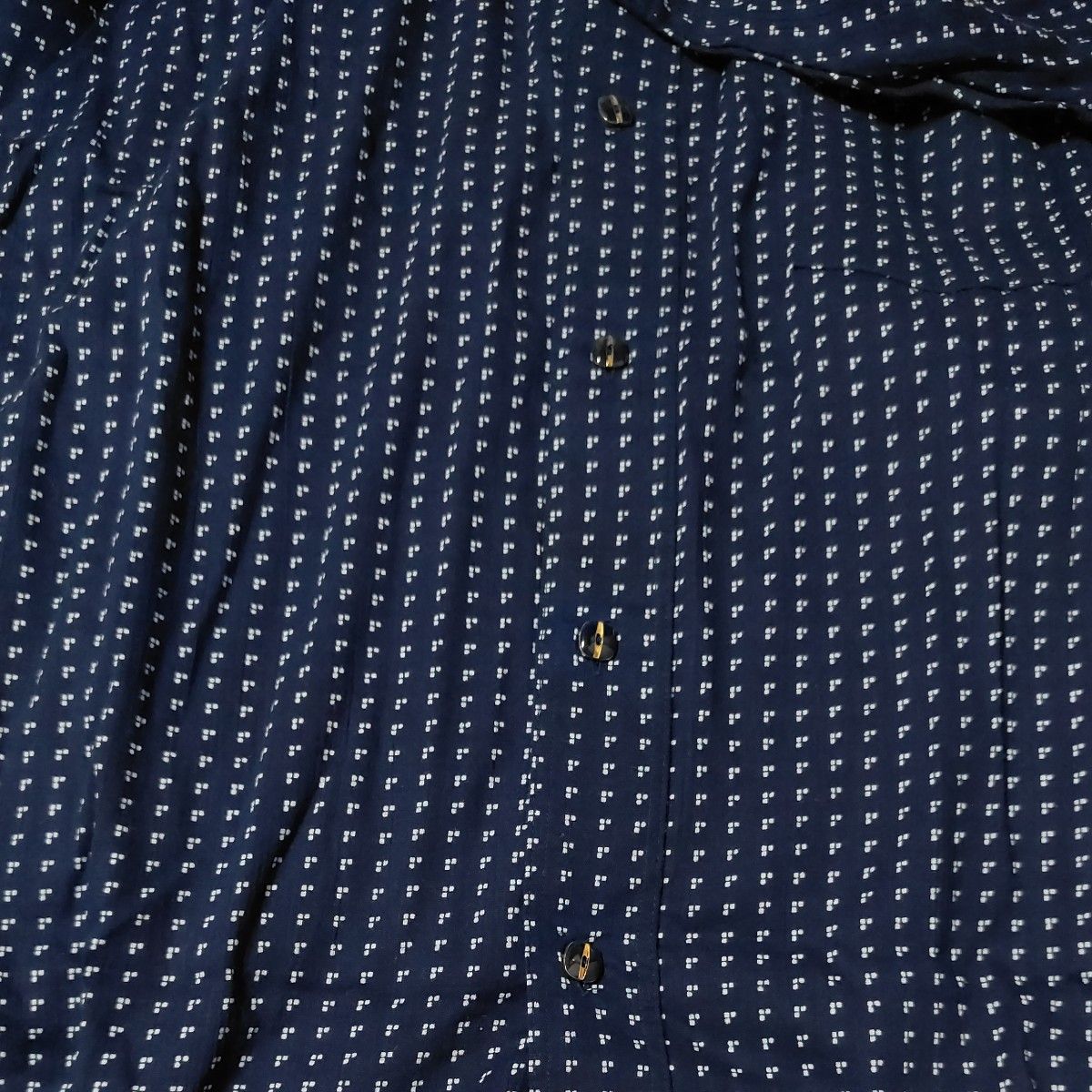 古着 昭和 レトロ 半袖シャツ アンティーク 紺 日本製 綿100% メンズ 紳士 ビンテージ ヴィンテージ 60年代 70年代