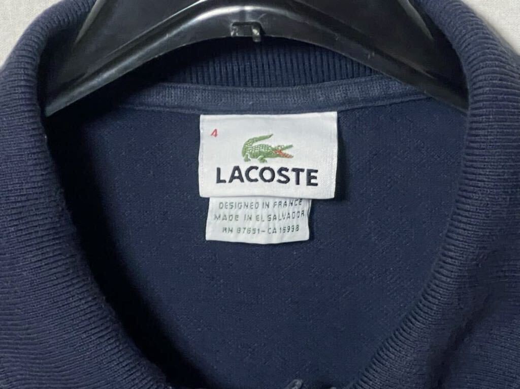【LACOSTE】ラコステ 半袖 ポロシャツ ネイビー 鹿の子 カノコ サイズ4の画像5
