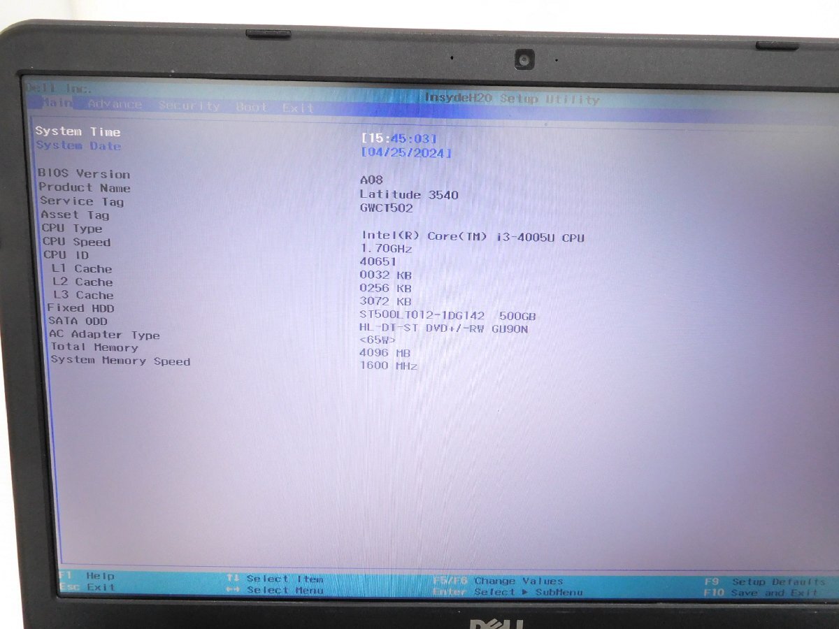 Latitude 3540　ジャンク■Core i3-4005U　4GB(メモリ)　500GB(SATA)　15.6型■Windows11設定済み■■デル DELL■_画像9