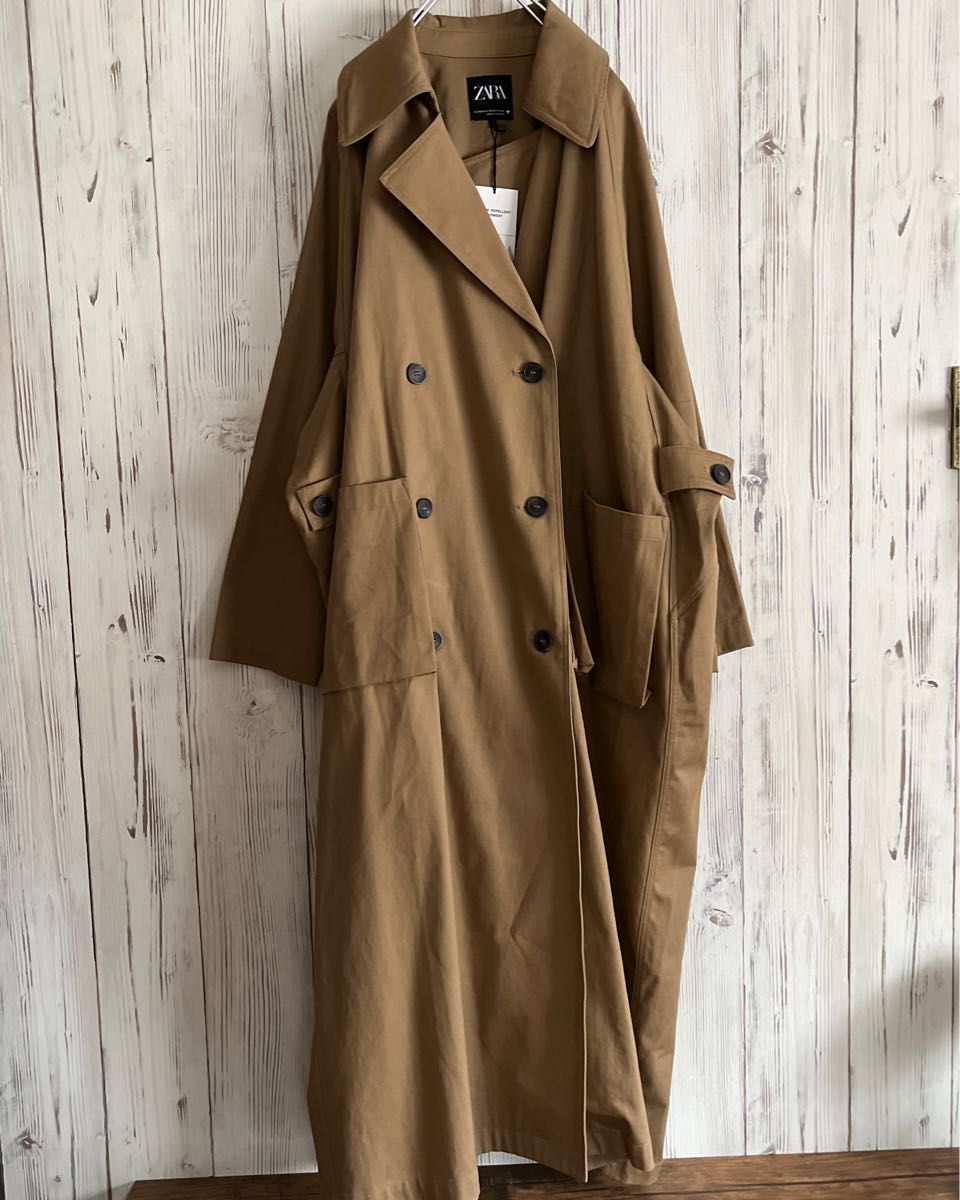 新品　ZARA ザラ　ロングコート　オーバーサイズ　キャメル