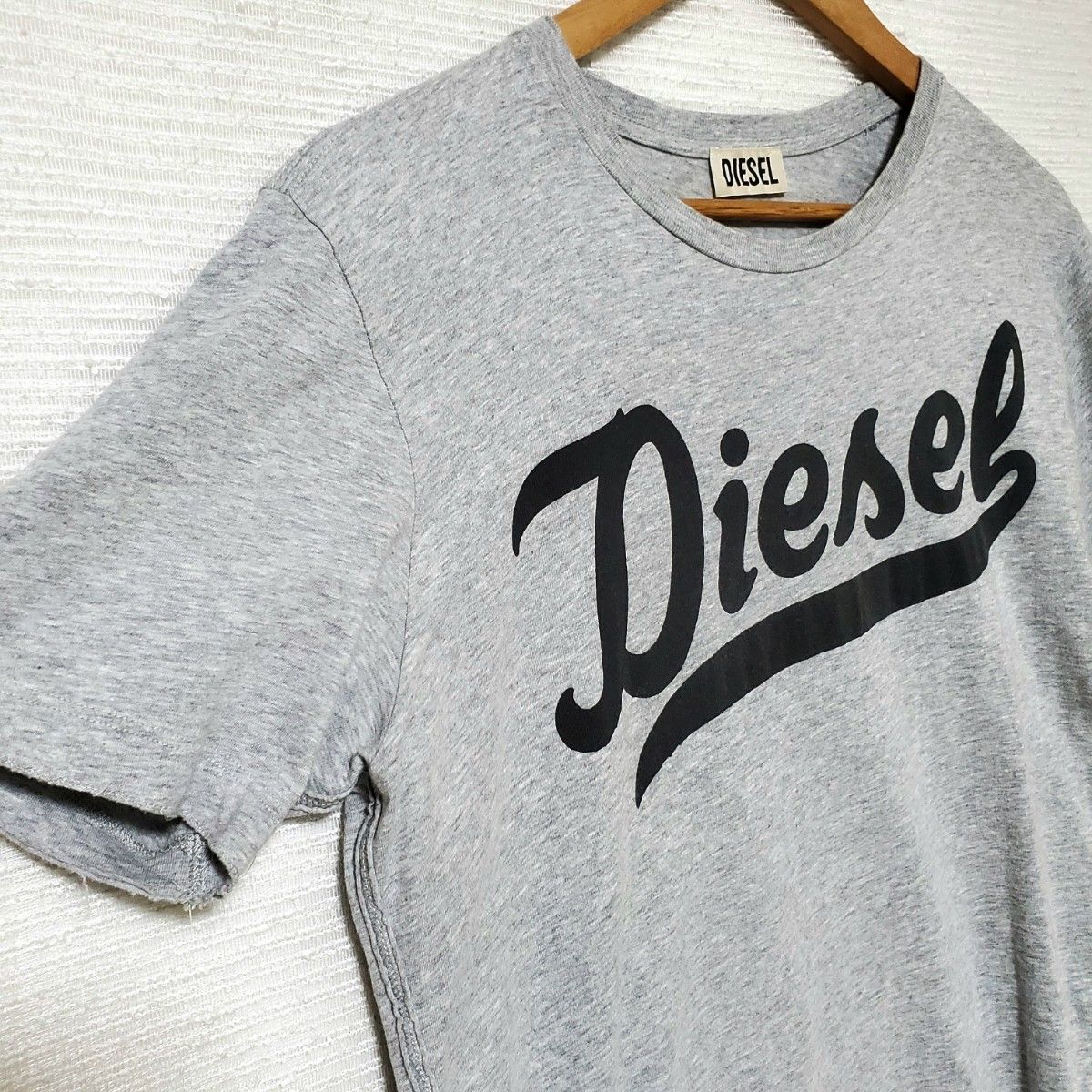 DIESEL ディーゼル 半袖 Tシャツ メンズ Sサイズ グレー ロゴ プリント 半袖Tシャツ 