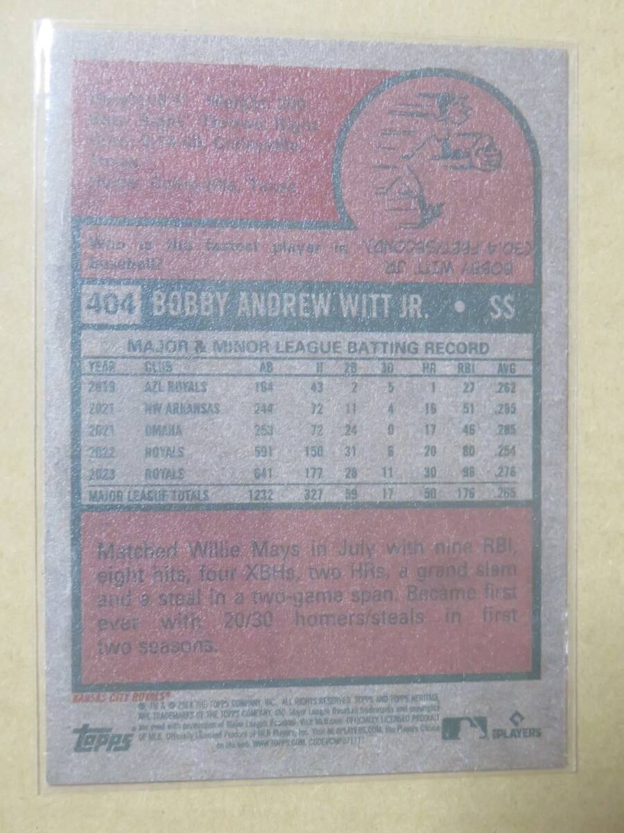 2024 TOPPS HERITAGE BOBBY WITT JR._画像2