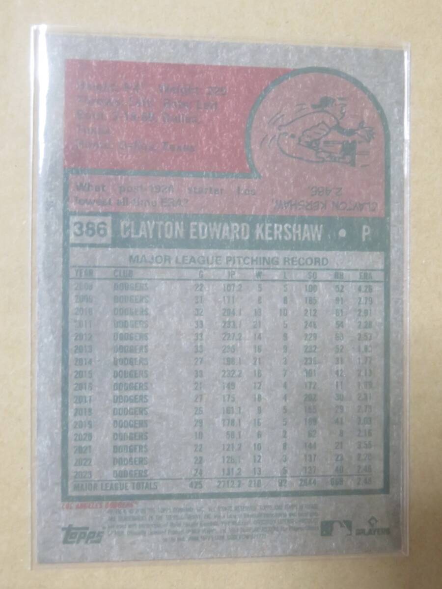 2024 TOPPS HERITAGE CHROME BLUE SPARKLE パラレル CLAYTON KERSHAW_画像2