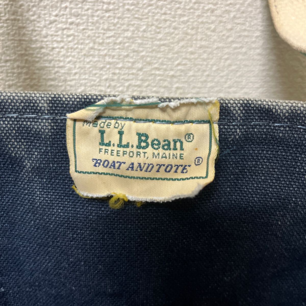 貴重 80s L.L.BEAN LLビーン エルエルビーン デラックス DELUXE BOAT&TOTE トートバッグ トートビンテージ 紺×緑 ラージ ネイビー _画像9