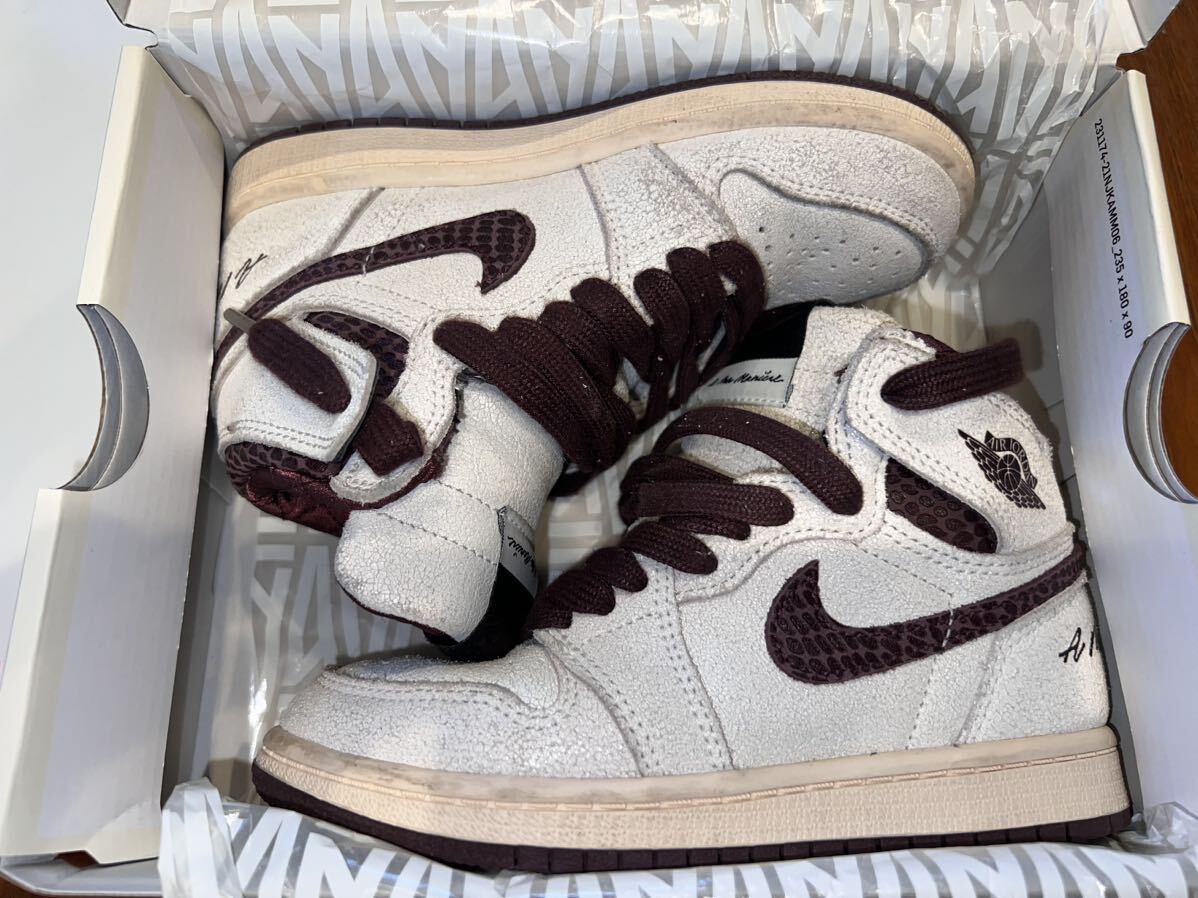 国内正規中古品 NIKE AIR JORDAN 1 HIGH OG PS A MA MANIERE SAIL BURGUNDY ナイキ エア ジョーダン アママニエール マニエール 18cmの画像1