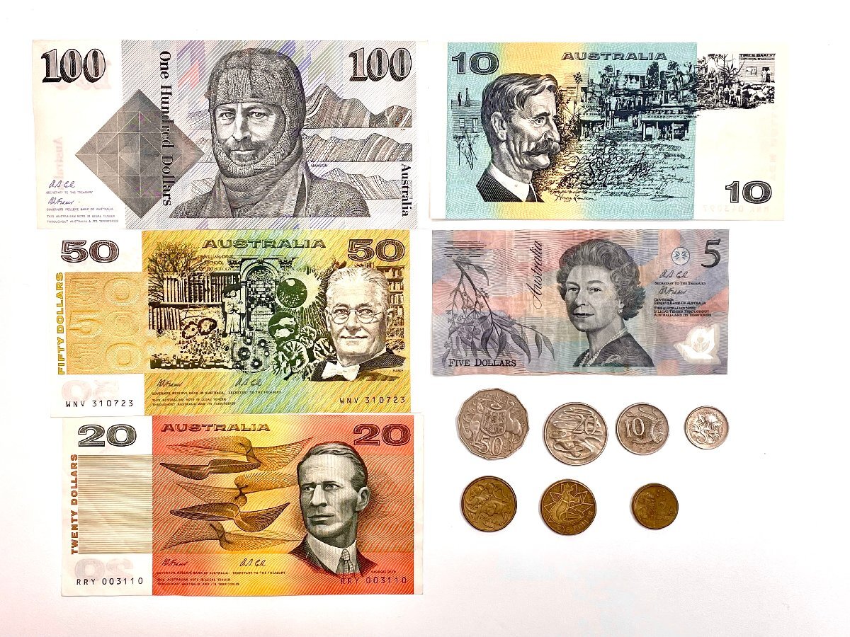 【U42833】オーストラリア紙幣 185ドル分、他、硬貨もまとめての画像1