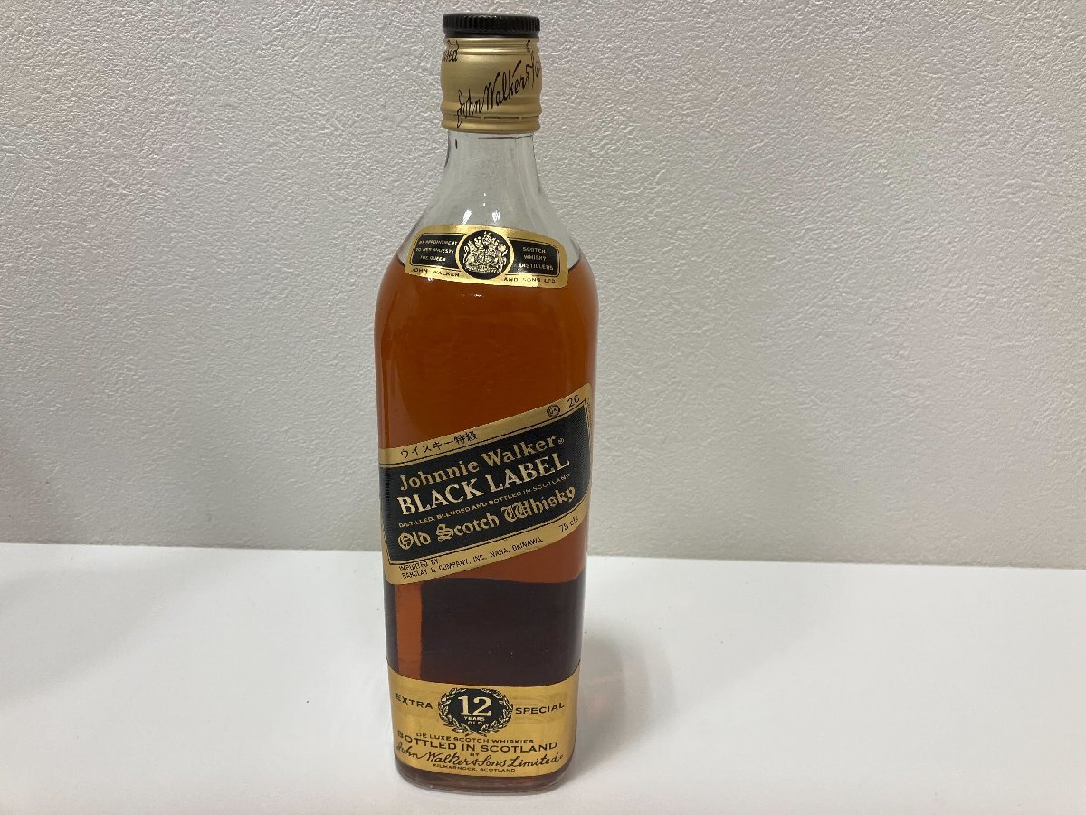 【M74148】古酒未開栓 スコッチウイスキー Johnnie Walker ブラックラベル12年 エクストラスペシャル金キャップ  750ml 43％の画像1