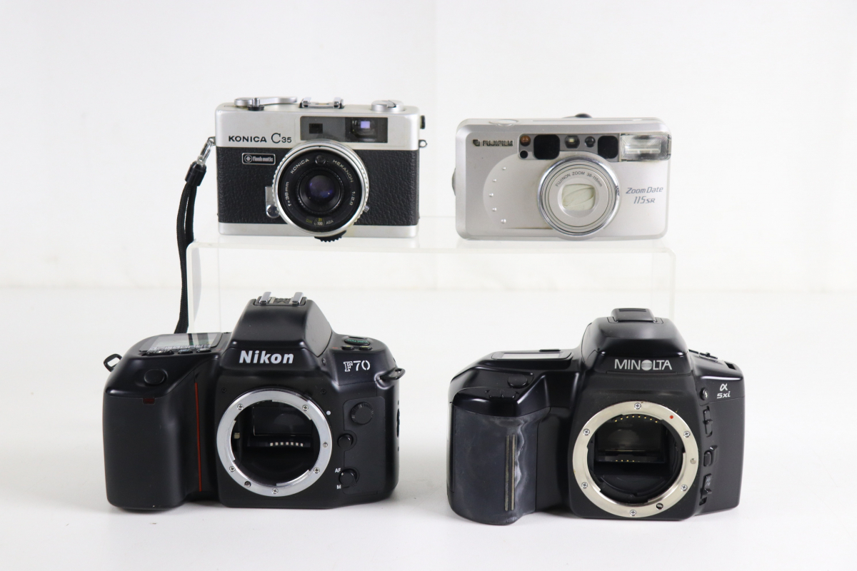フィルムカメラ まとめ Canon EOS MINOLTA KONICA C35 Nikon PENTAX ポラロイド モーニング娘 一眼 コンパクトカメラ 005JLOJO19