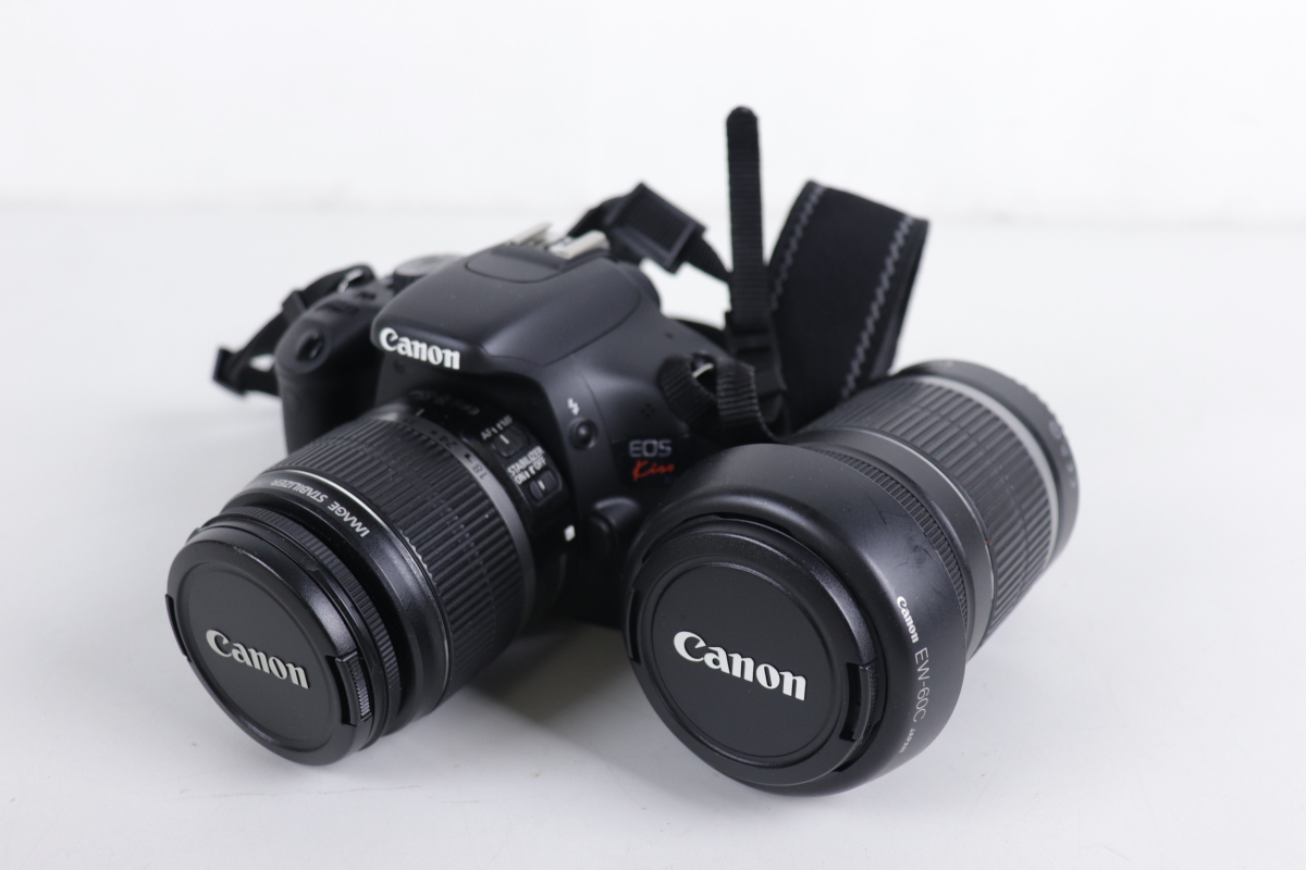 ★【動作未確認】Canon EOS kiss X4 EF-S 18-55mm 1:3.5-5.6 IS 58mm キャノン レンズ付 55-250mm 1:4-5.6 一眼レフ カメラ 030JILJH95_画像1