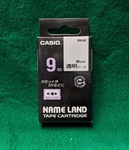 未使用 ラベルライタ- カシオ NAMELAND XR-9X 透明に黒文字 ネ-ムランド 純正 テ-プ 9mm送料全国一律ゆうメール１８０円の画像1